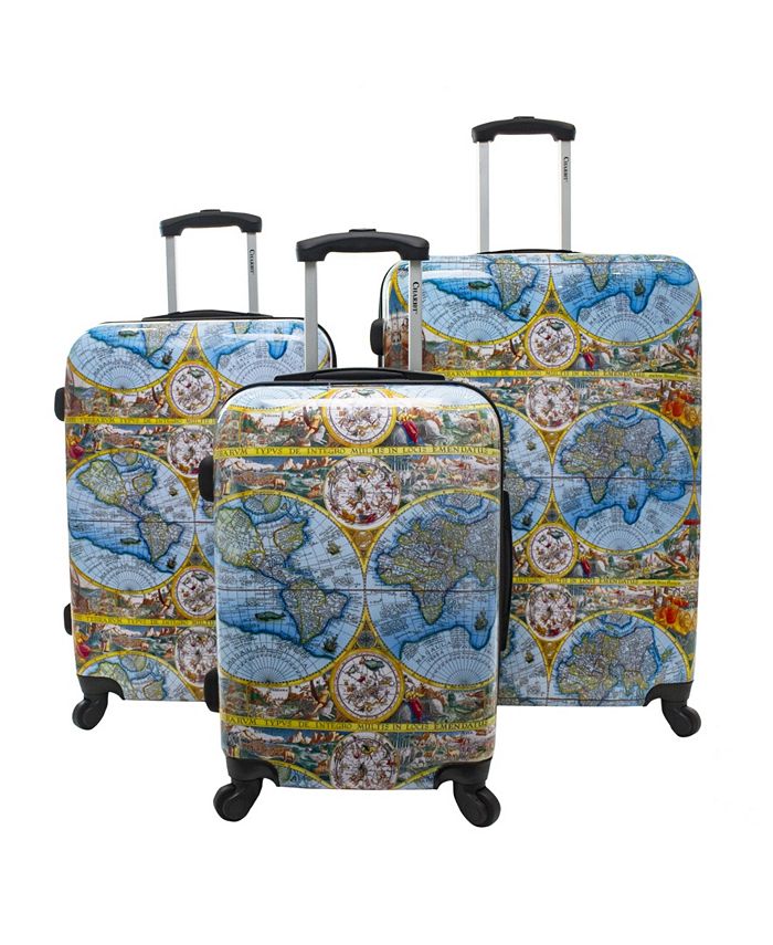 Chariot Blue World Map Hardside Rolling Luggage set, Best Price and  Reviews