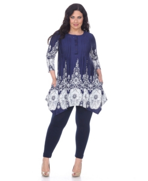 Shop White Mark Plus Size Dulce Tunic Top In Navy White