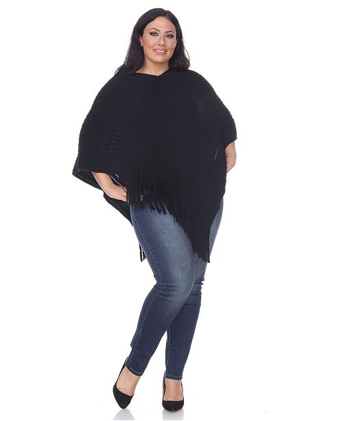 White Mark Plus Size Meera Fringe Poncho Reviews Sweaters