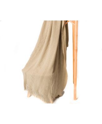 Battilo Home Woven Raised Zigzag, Chain Patterns and Tasseled End Throw, 50" X 60"