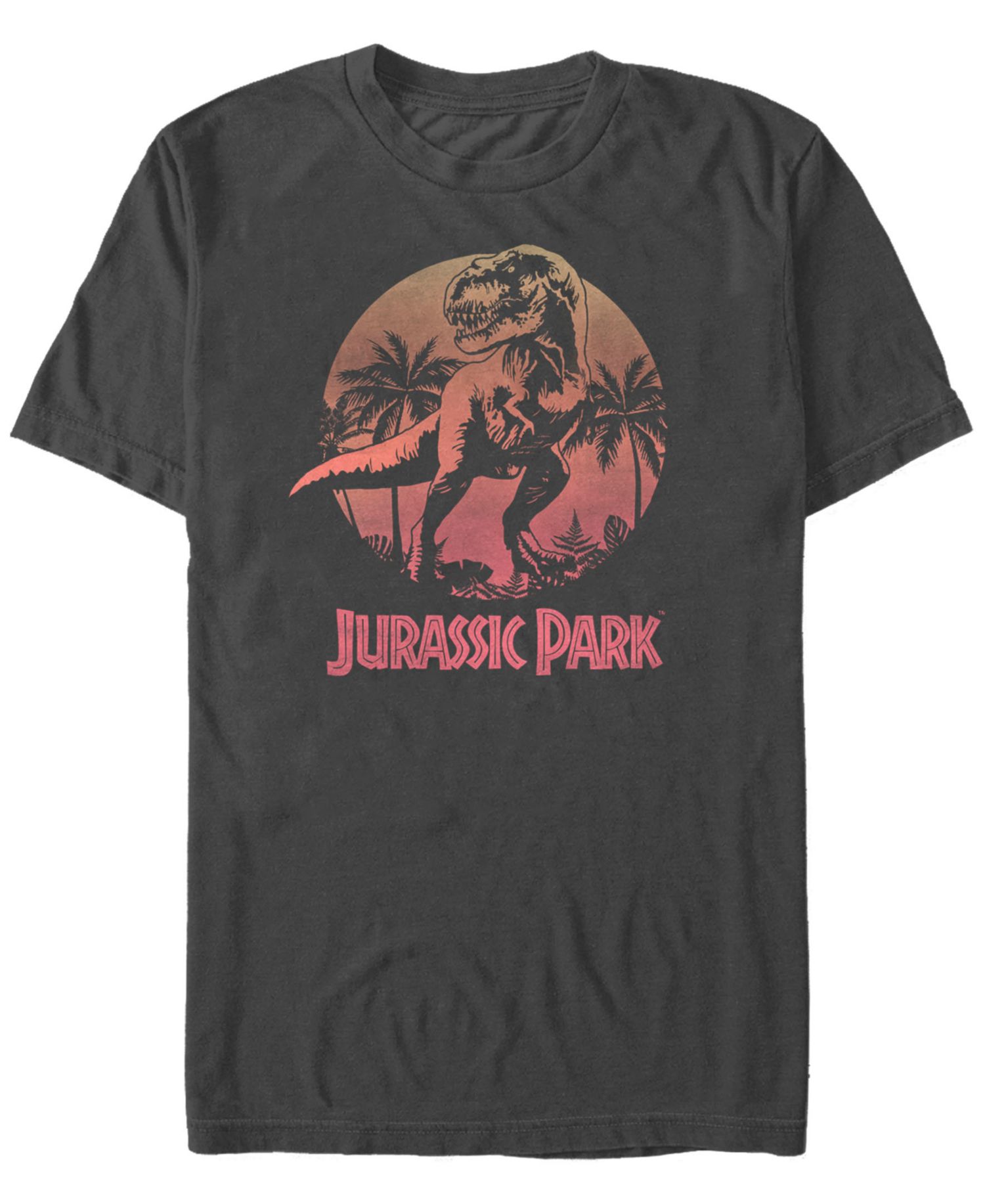 Jurassic Park Men's Retro T-Rex Sunset Logo Short Sleeve T-Shirt