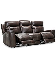 Power Reclining 81 90 Inches Leather, Macy S Oaklyn 84 Leather Sofa With Power Recliners