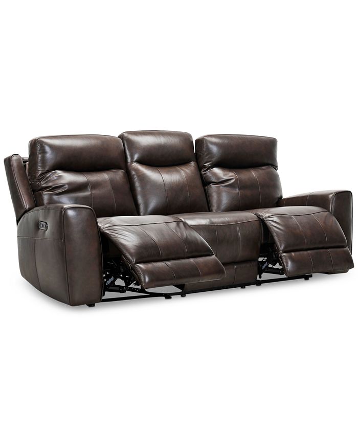 Bitola 86 Leather Dual Power Sofa, Dual Power Reclining Leather Sofa