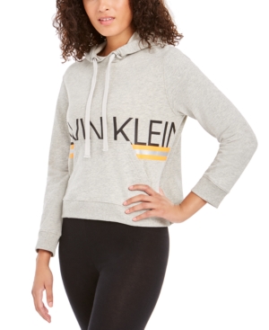 Calvin Klein Neon Long-sleeve Lounge Hoodie In Grey Heather