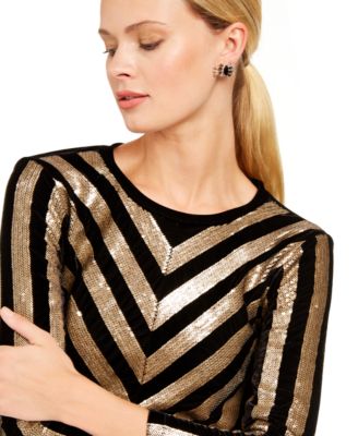 INC International Concepts I.N.C. Petite Velvet Sequined Chevron Top, Created for Macy's