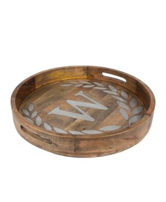 Heritage Collection Monogram Mango Wood Round Tray