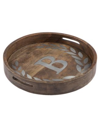 The GG Collection - Heritage Collection Mango Wood Round Tray With Letter "A"
