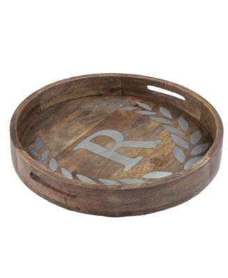 Heritage Collection Monogram Mango Wood Round Tray