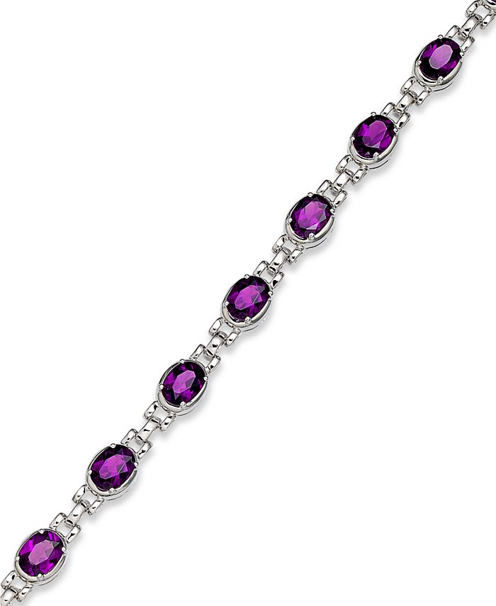 Macy's - Sterling Silver Bracelet, Amethyst Oval Link Bracelet (11 ct. t.w.)