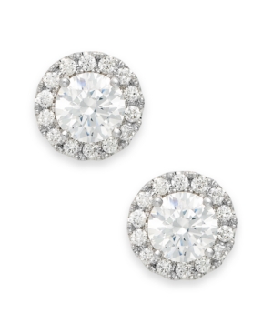 image of Diamond Round Halo Stud Earrings in 14k White Gold (1/2 ct. t.w.)