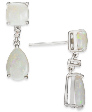image of Opal (2-5/8 ct. t.w.) & Diamond Accent Drop Earrings in Sterling Silver