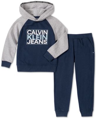 Calvin Klein Little Boys 2-Pc. Colorblocked Logo Hoodie & Fleece ...