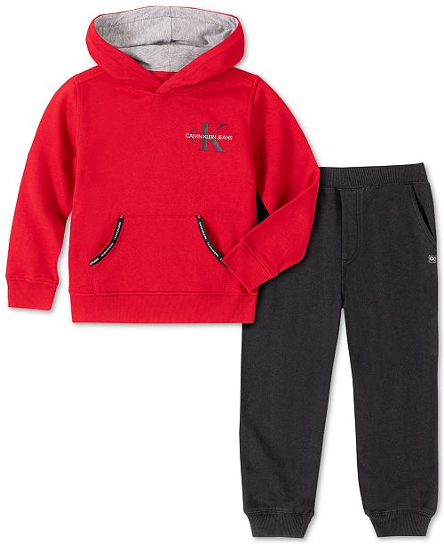 Calvin Klein Toddler Boys 2 Pc Fleece Logo Hoodie Sweatpants