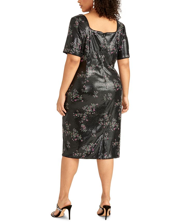 Rachel Roy Women's Trendy Plus Emma Floral Print Dress Black Size 1X
