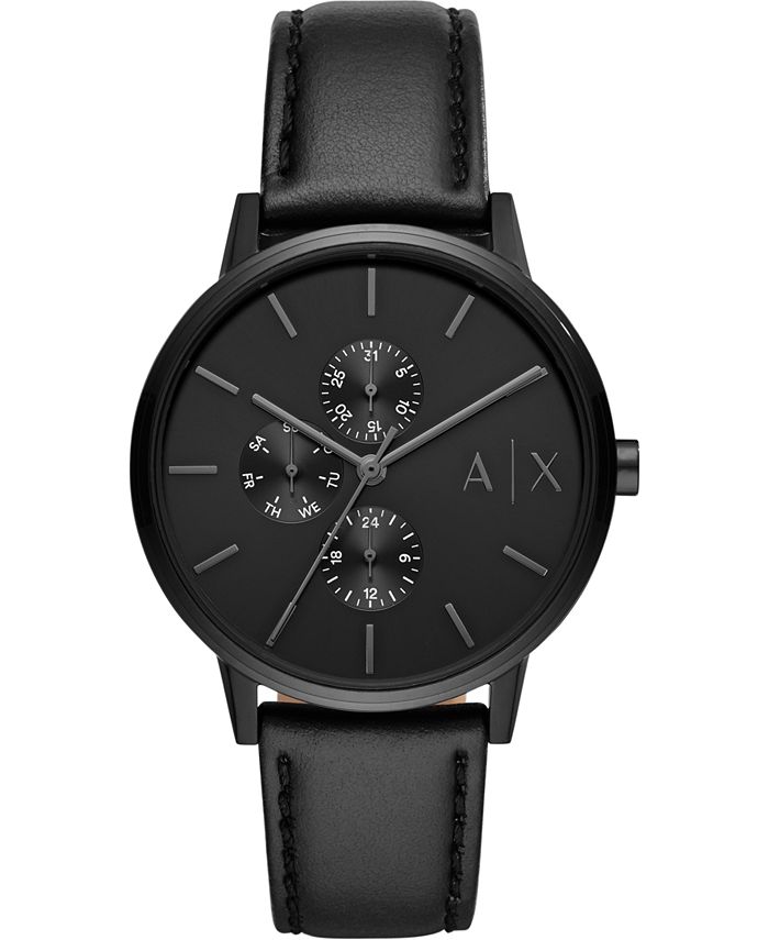 AX Armani Exchange Men's Black Leather Strap Watch 42mm Macy's