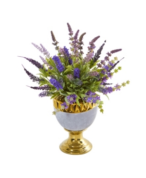 Nearly Natural 19" Lavender Artificial Arrangement In Decorative Urn In Purple