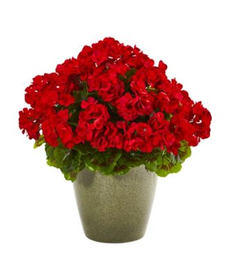 Nearly Natural - 17" Geranium Artificial Plant UV Resistant Indoor/Outdoor