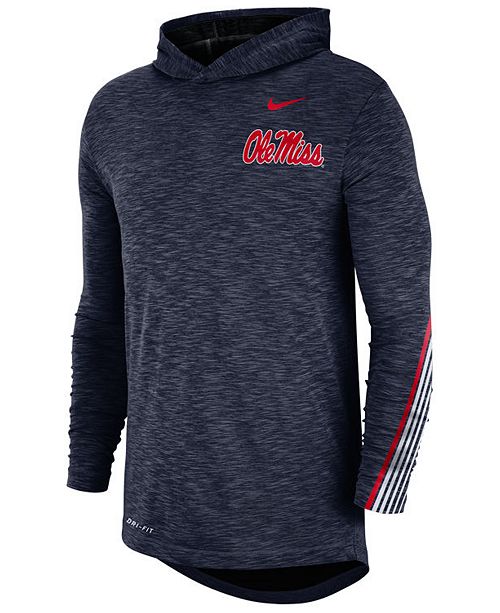 Nike Men S Ole Miss Rebels Hooded Sideline Long Sleeve T Shirt