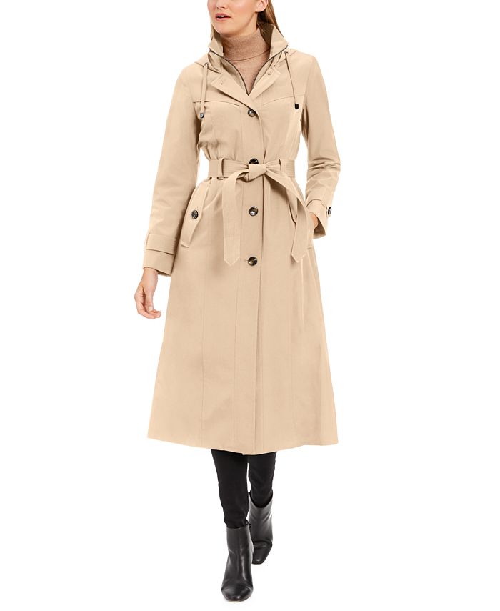 London Fog Petite Hooded Belted Trench, London Fog Petite Hooded Belted Trench Coat