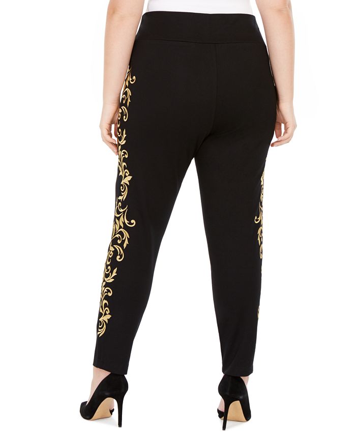INC International Concepts INC Plus Size Gold Embroidered Pull-On Pants ...