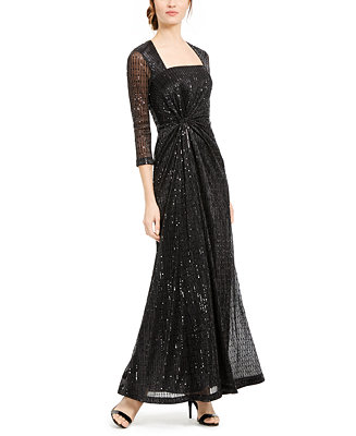 Calvin Klein Sequined Square-Neck Gown - Macy's
