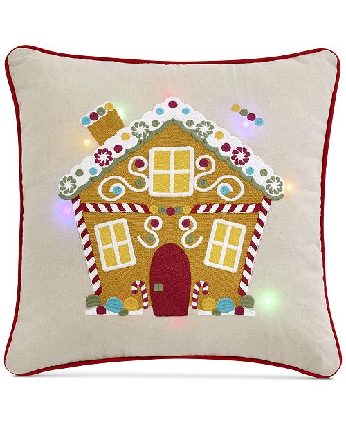 Lush Decor Gingerbread Home 20 X 20 Light Up Decorative Pillow
