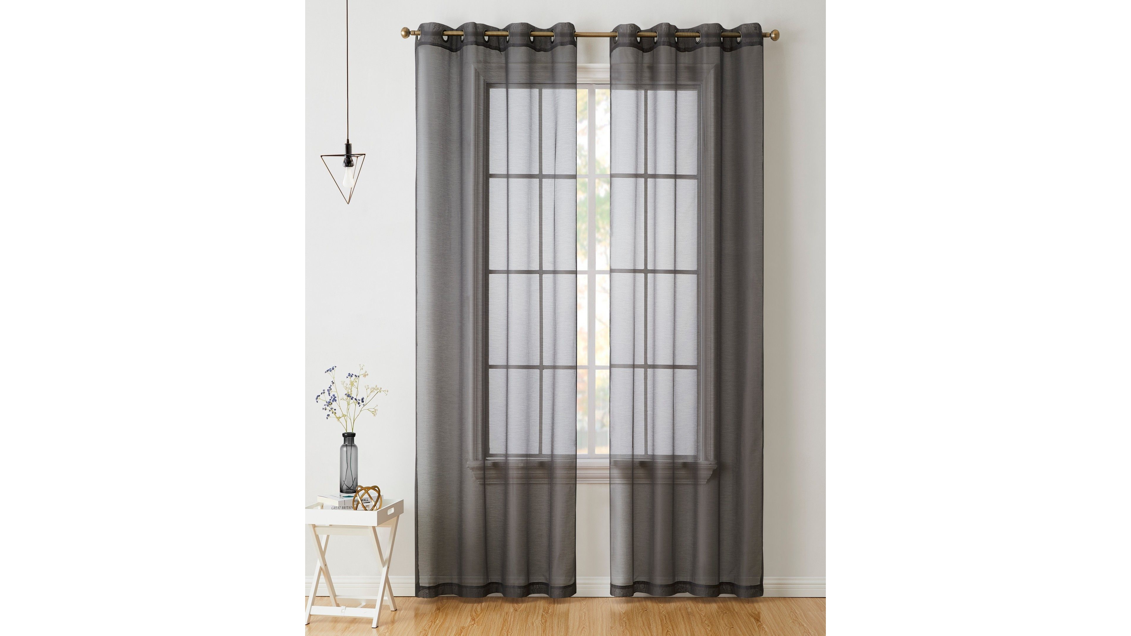 Hlc.me 2 Piece Semi Sheer Voile Window Curtain Drapes Grommet Panels for Bedroom