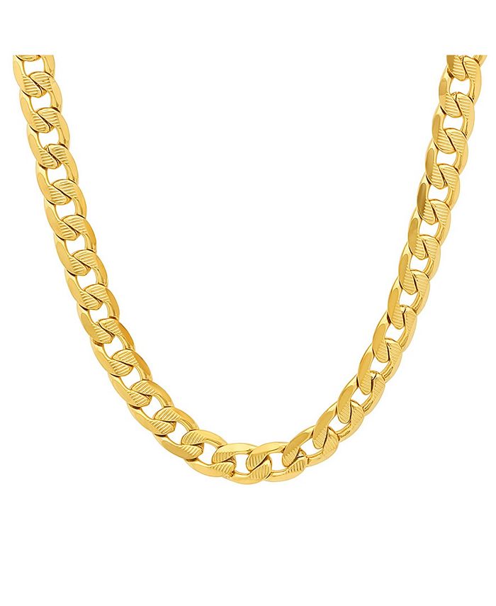 STEELTIME - Men's 18k Gold Plated Stainless Steel Accented 10mm Figaro Chain 24" from