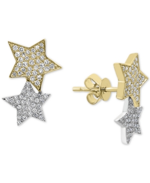 image of Effy Diamond Stars Stud Earrings (1/2 ct. t.w.) in 14k Gold & White Gold