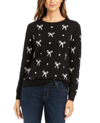 Charter Club Reese Beaded-Bow Dotted Sweater, Created for Macy's - Macy's