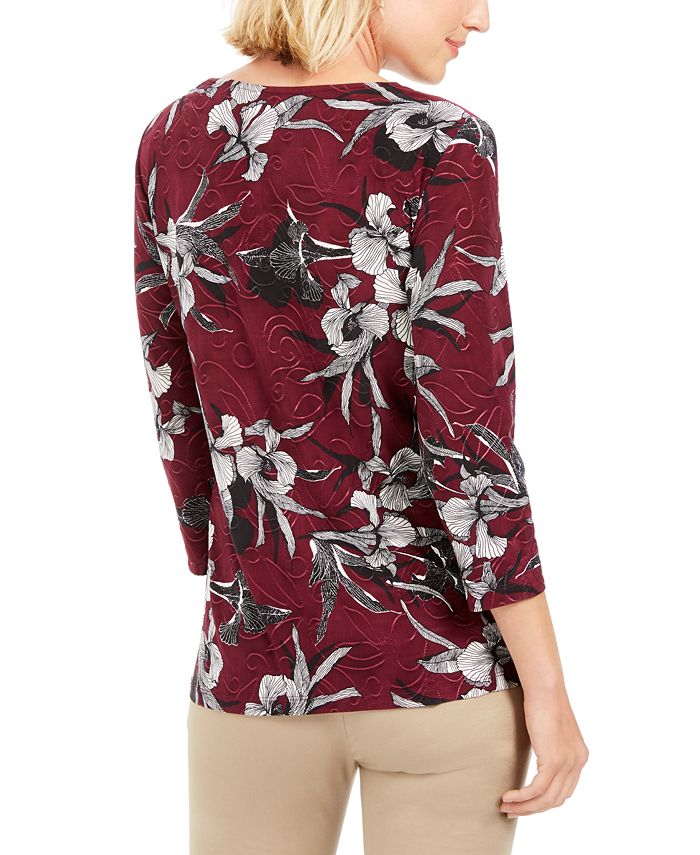 JM Collection Printed Jacquard Top, Created for Macy's - Macy's