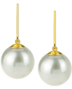 image of Cultured Freshwater Pearl (12mm) Drop Earrings in 14k Gold