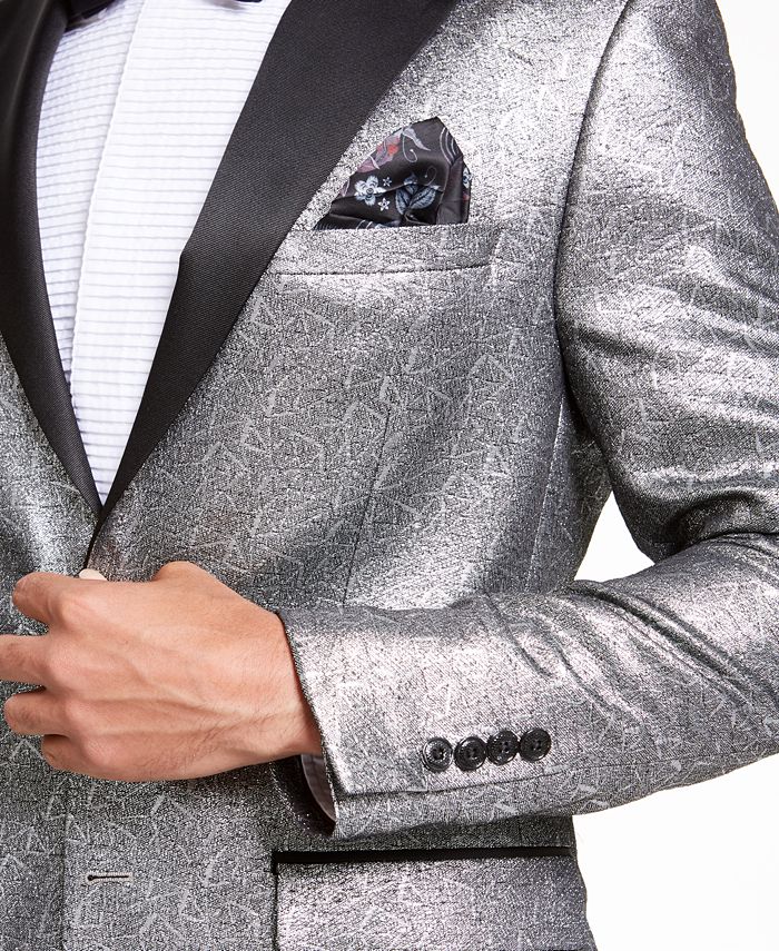 Metallic silver blazer discount mens