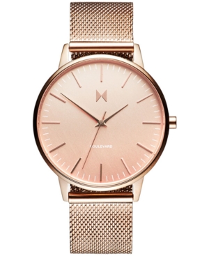 image of Mvmt Women-s Boulevard Hermosa Rose Gold-Tone Stainless Steel Mesh Bracelet Watch 38mm