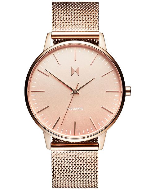 Mvmt Women S Boulevard Hermosa Rose Gold Tone Stainless Steel Mesh Bracelet Watch 38mm Reviews Watches Jewelry Watches Macy S