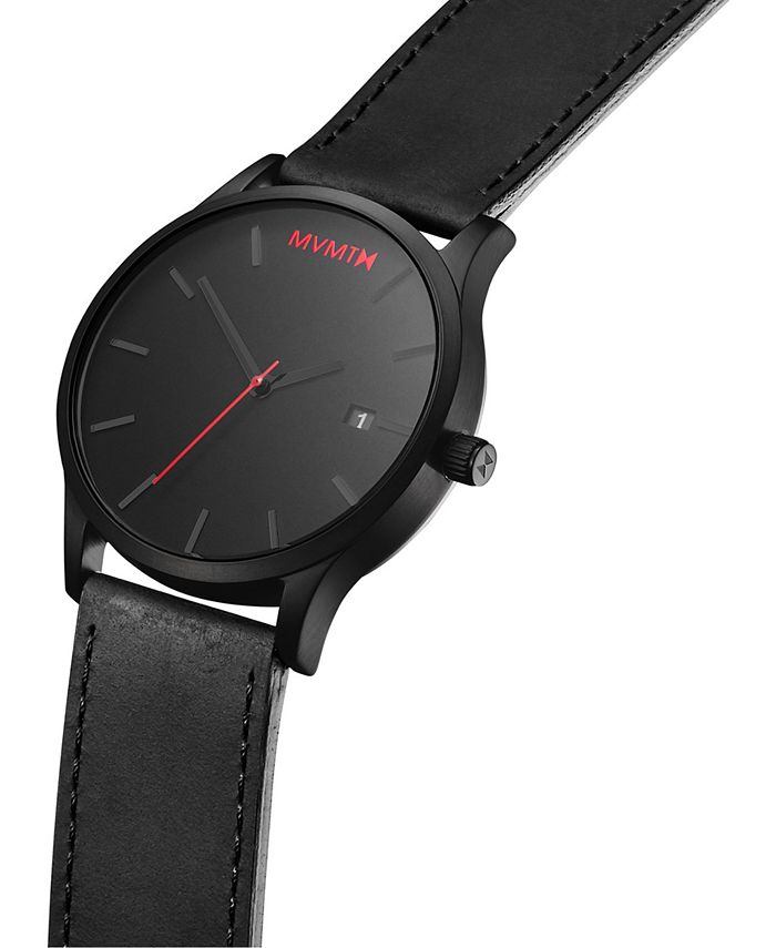 MVMT Men's Classic Black Leather Strap Watch 45mm Macy's