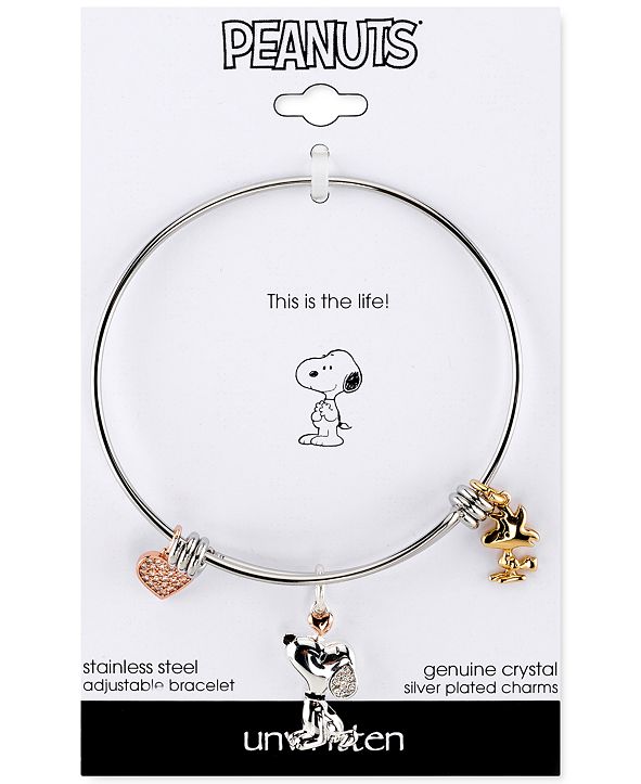 Peanuts Unwritten Snoopy & Woodstock Bangle Bracelet in TriTone