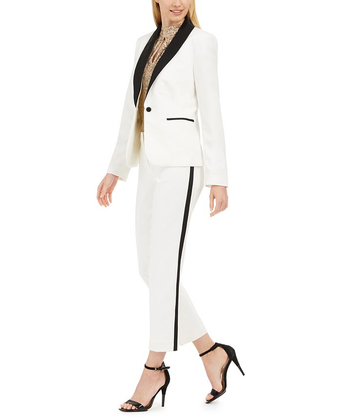 Calvin Klein Tuxedo Jacket, Sequin Keyhole Top & Straight-Leg Tuxedo Pants  & Reviews - Wear to Work - Women - Macy's
