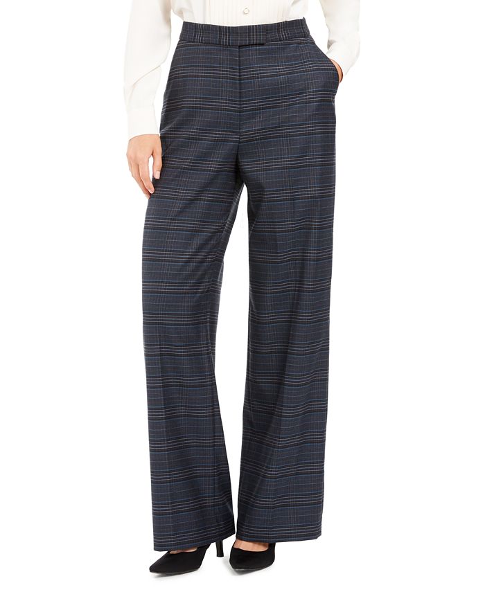 Anne Klein Wide Leg Plaid Dress Pants Macy s