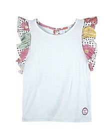 Baby Girl's Aqua T-Shirt with Ruffle Sleeves