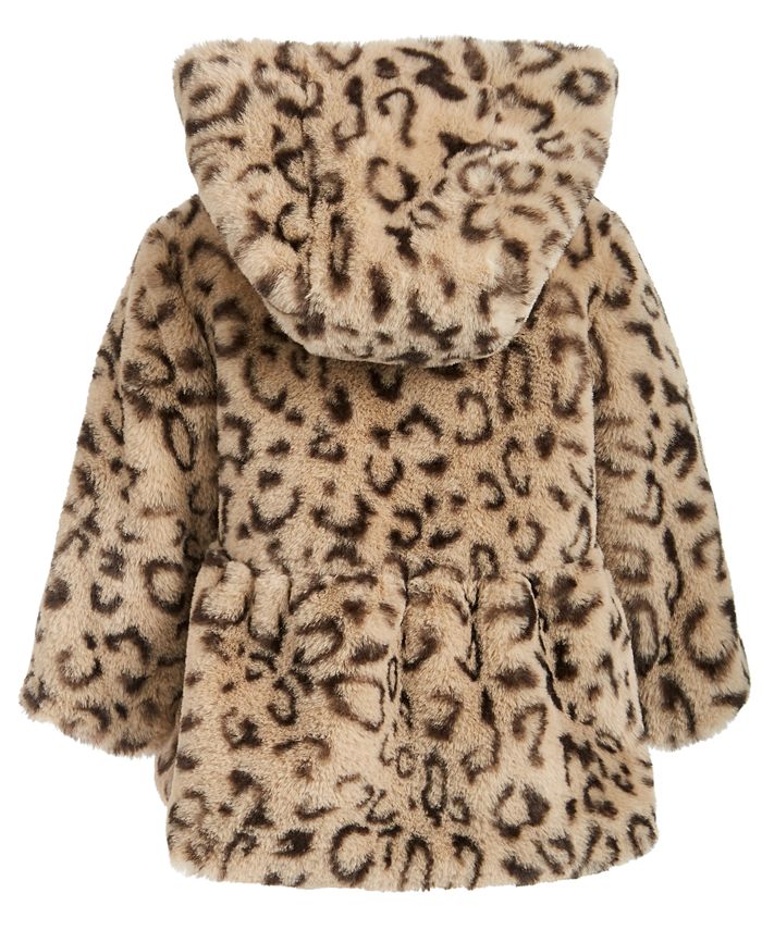 First Impressions Baby Girls Hooded Leopard-Print Faux-Fur Coat ...