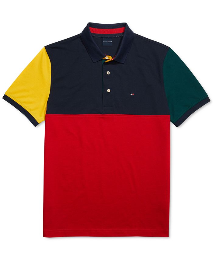 Tommy Hilfiger Men\'s Custom-Fit Carter Macy\'s Colorblock - Magnetic Buttons with Polo Shirt