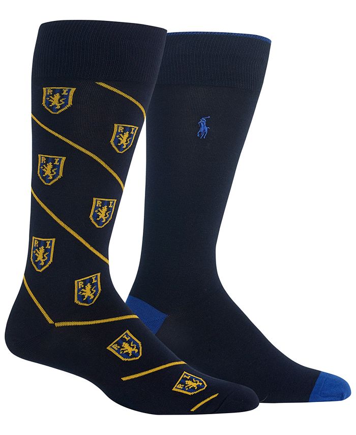 Polo Ralph Lauren Men's 2Pk. Stripe Lion Crest Dress Socks Macy's