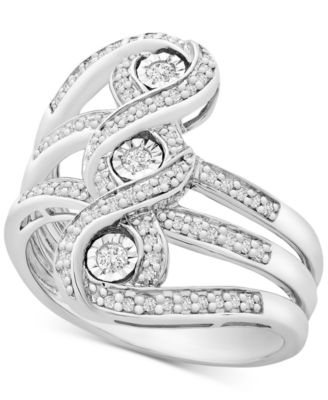 Macy's - Diamond Three-Stone Statement Ring (1/4 ct. t.w.) in Sterling Silver