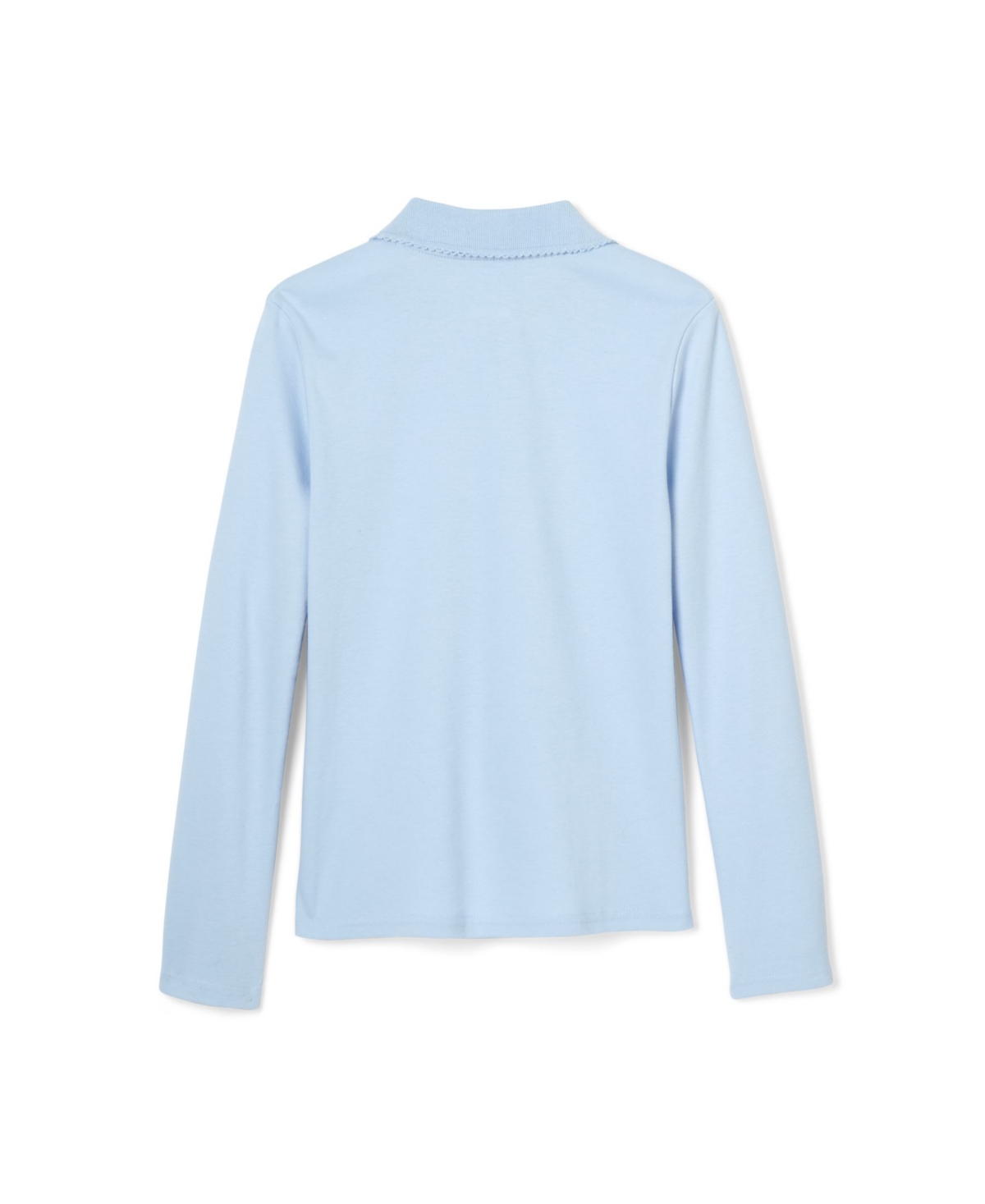 Little Girls Uniform Long Sleeve Interlock Knit Polo with Picot Collar