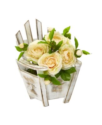 Nearly Natural - 9" Camellia Artificial Arrangement in Chair Planter
