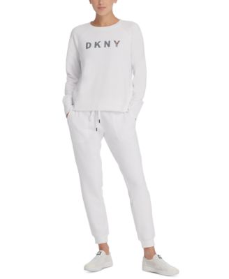 dkny sport sparkle logo fleece joggers