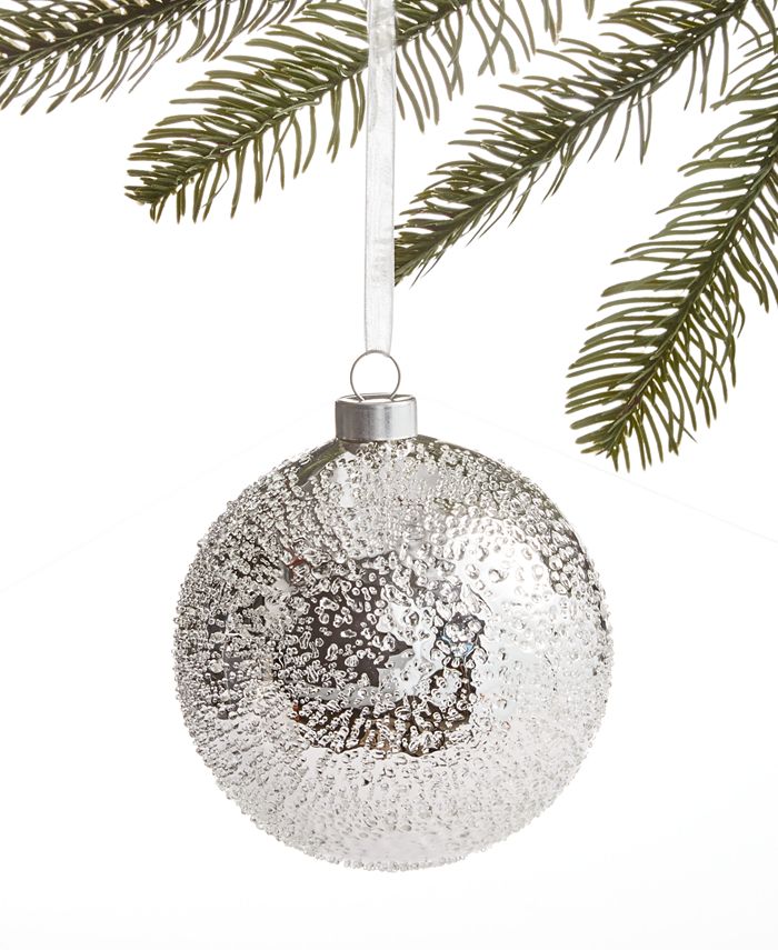 Holiday Lane Modern Chic Silver Ball Ornament, Created For Macy's - Macy's