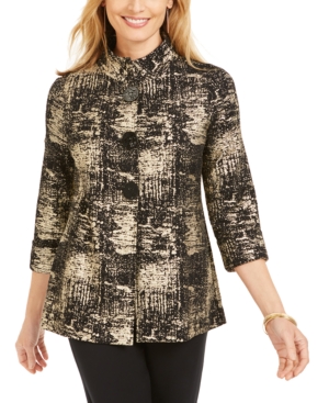 image of Jm Collection Metallic-Print Jacket, Created for Macy-s