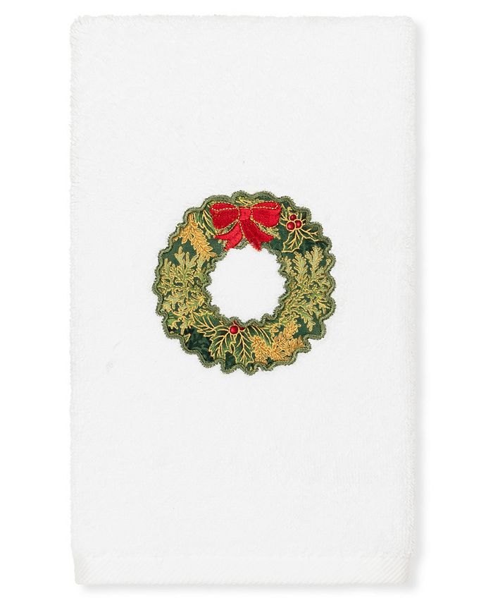 Linum Home - Christmas Wreath Embroidered 100% Turkish Cotton Hand Towel